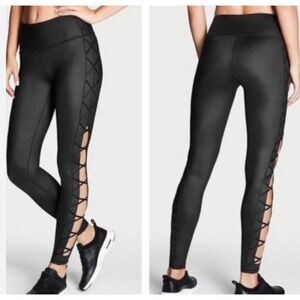 Victoria's Secret Knockout Leggings Black Lattice‎ High Waist Athletic S